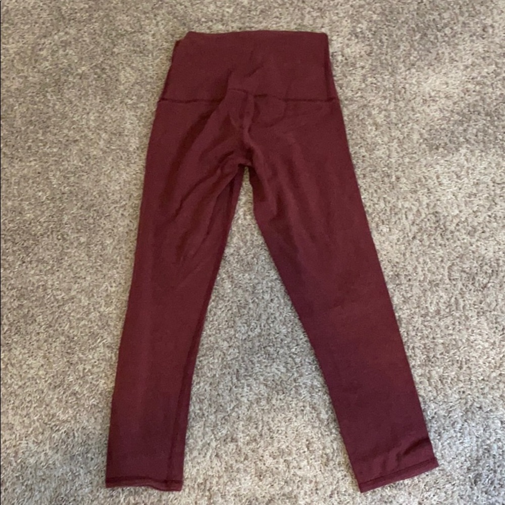 High waisted maroon Lululemon leggings